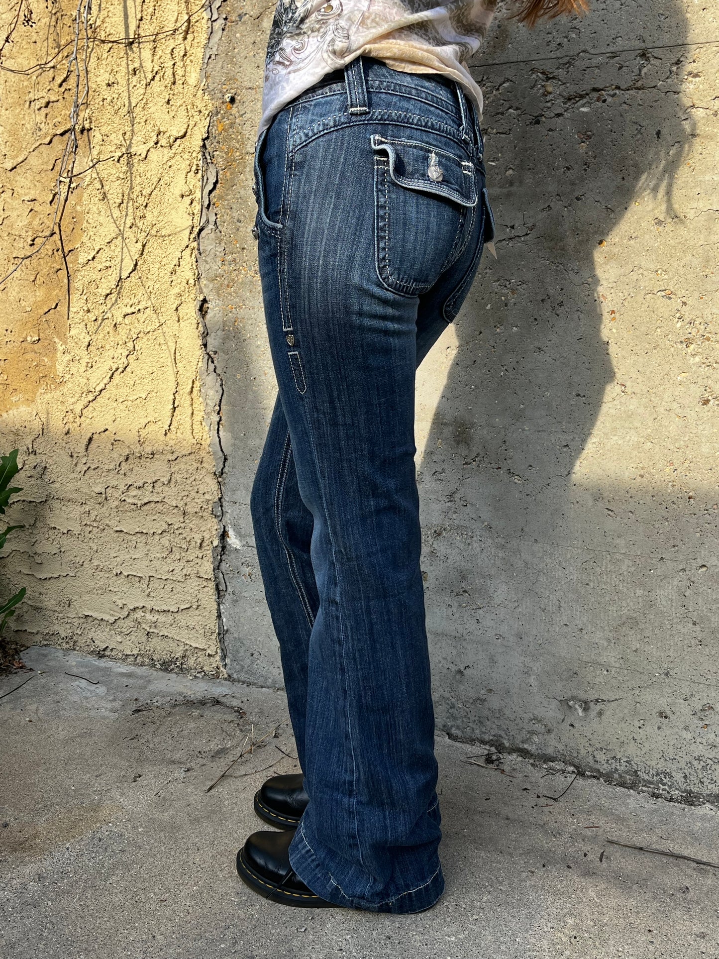 26" - Sang Real Y2K Flared Studs + Buttons Jeans