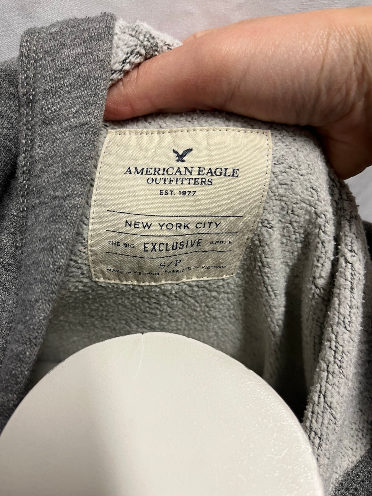 S - American Eagle New York 2010s Grey Zip Hoodie