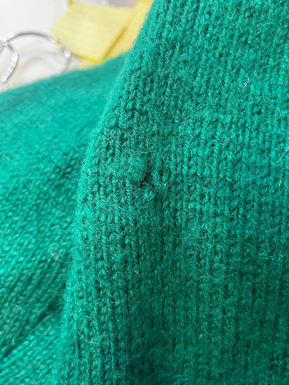 M - Green Wool Knit Zip Sweater