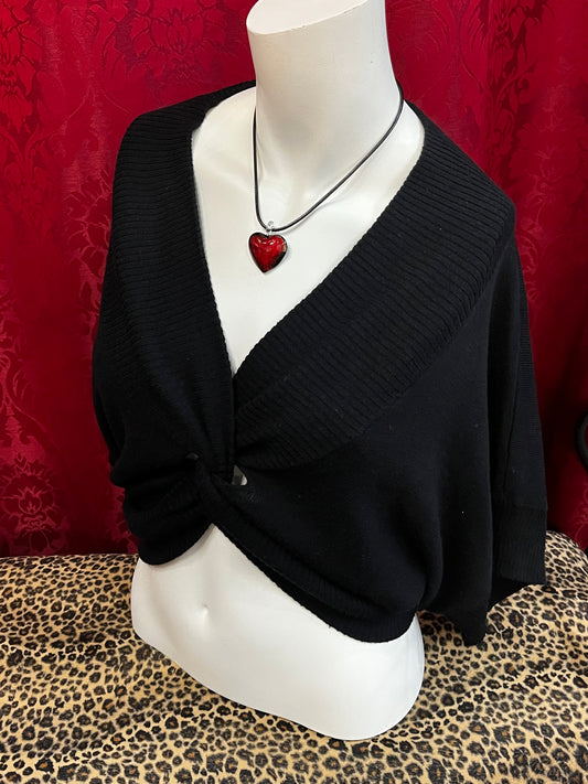 S - Buffalo Knit Black Knot-Detail Top