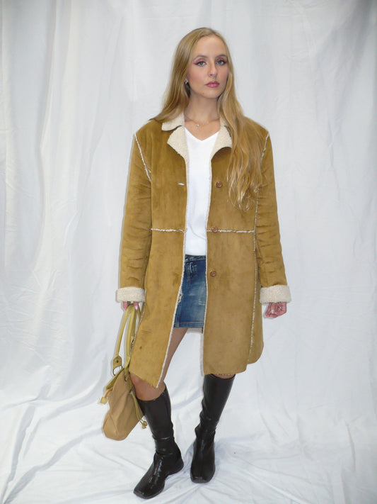 M - XNTRIK 90s Faux Suede Mid Length Jacket