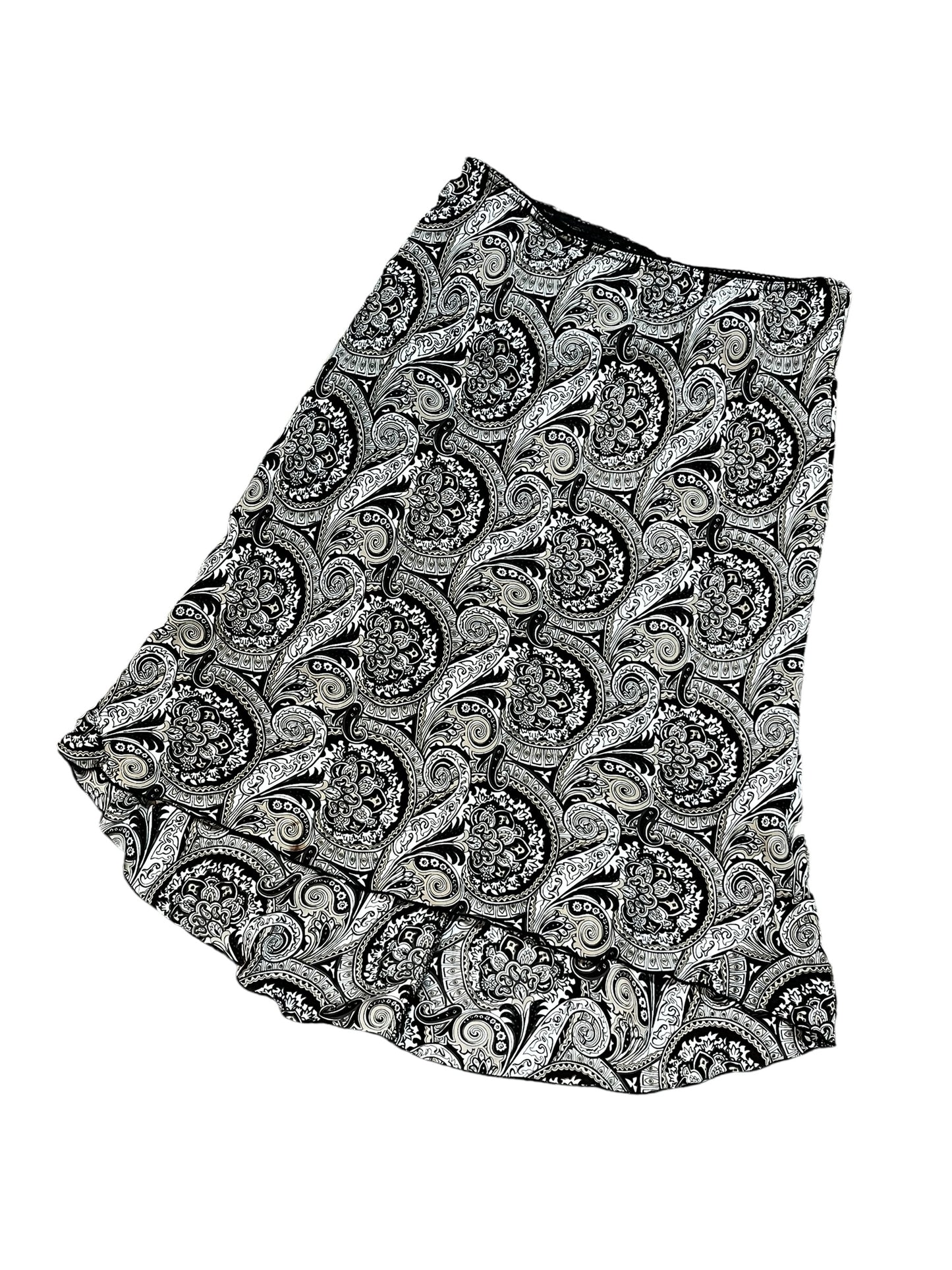 L - Smart Set 2000s Patterned Mesh Overlay Midi Skirt