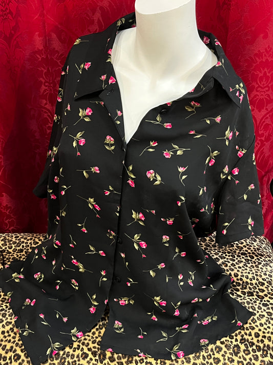 L - Style & Co. Floral Button Down Blouse