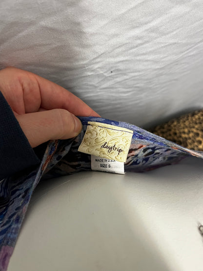 S - Daytrip Y2K Rhinestone Ruching Graphic Top