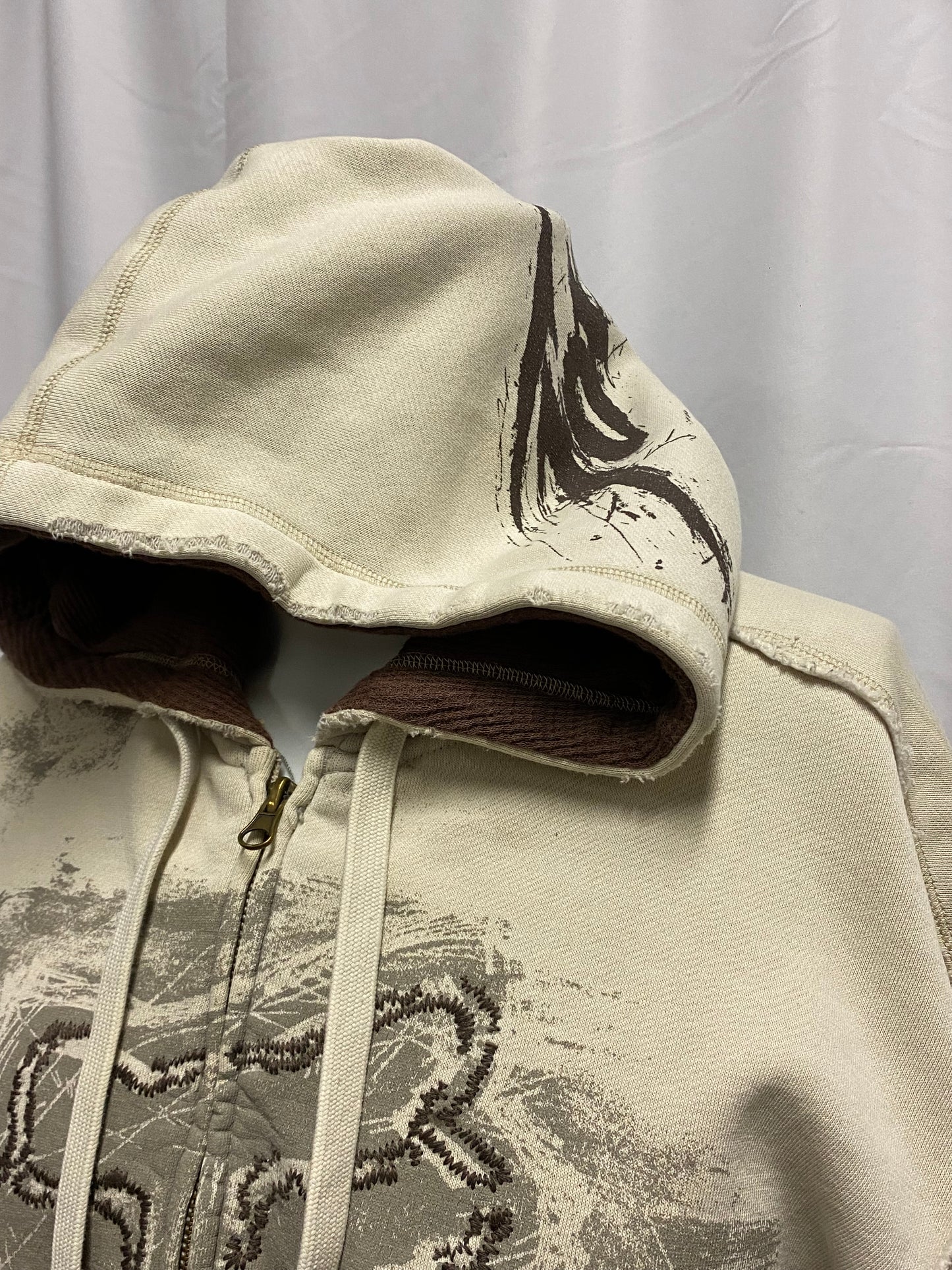 L - FOX Racing Y2K Cream Logo Zip Hoodie