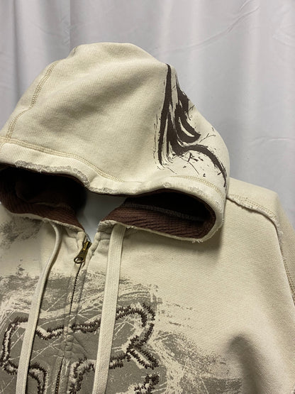 L - FOX Racing Y2K Cream Logo Zip Hoodie