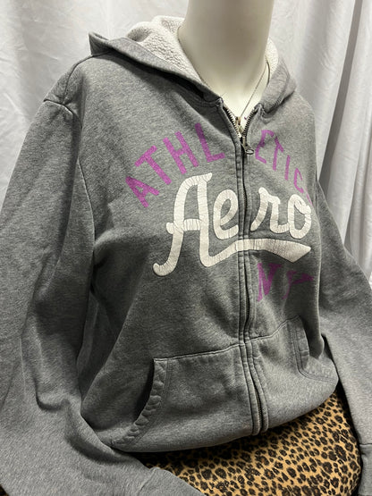XXL - Aeropostale Y2K Purple Lettering Zip Hoodie