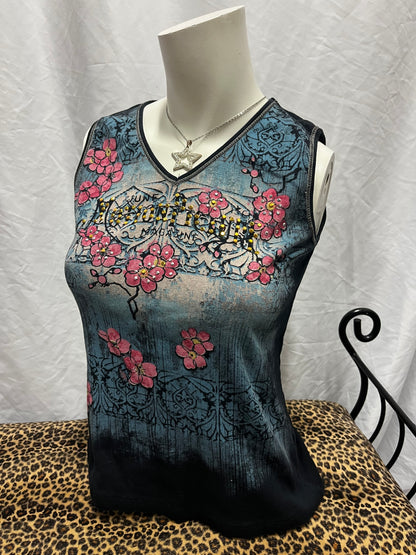 L - Skinny Minnie Y2K Rhinestone Graphic Top