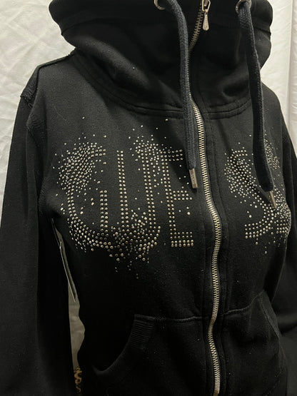 XS - Guess Y2K Rhinestone Slouchy Zip Sweater