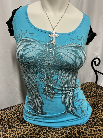 XS/S - Y2K Rhinestone Wings Graphic Top