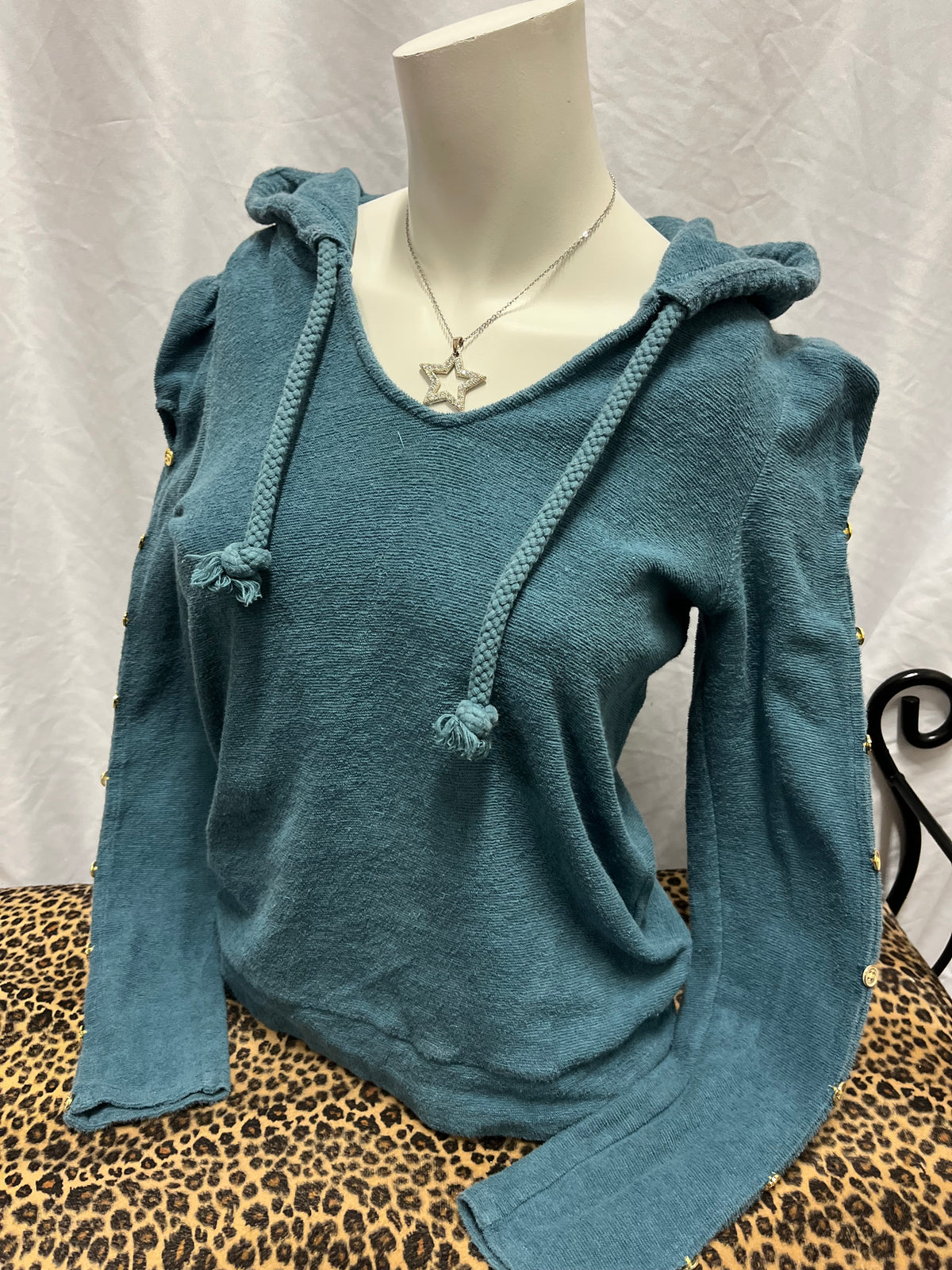 S - Juicy Couture Y2K Button Detail Pullover Hoodie