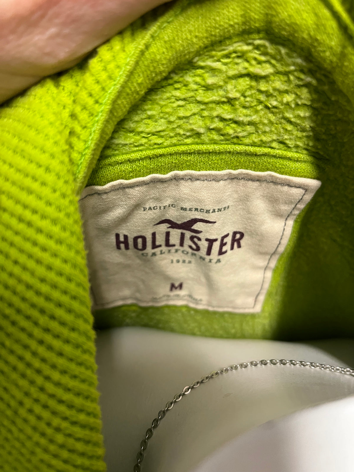 M - Hollister Y2K Green Applique Zip Hoodie