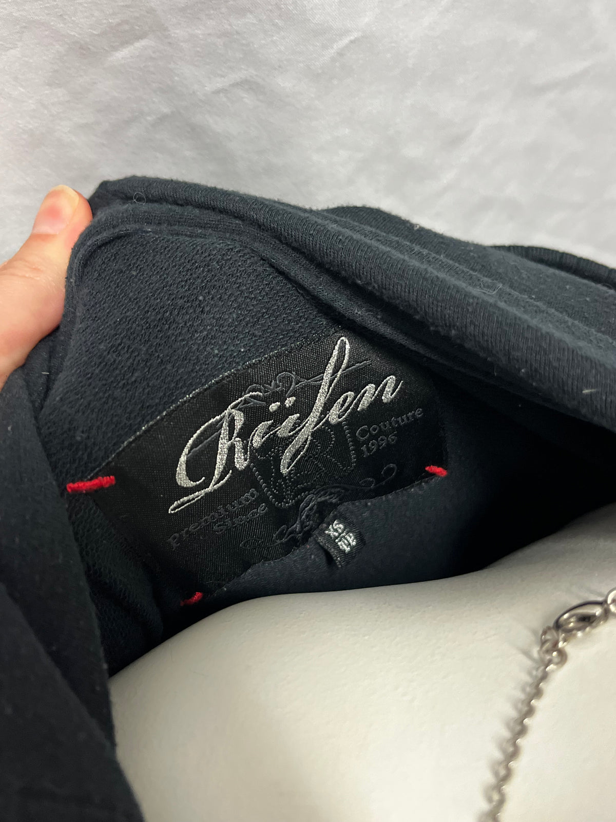 XS - Rufen Y2K Rhinestone Black Zip Hoodie