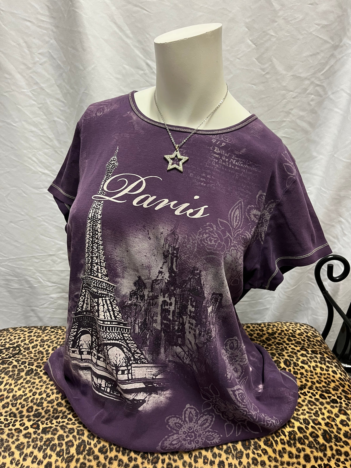1X - Blue Canyon 2000s Purple Paris Graphic Top