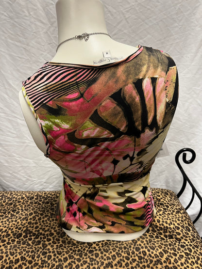 M - Moa Moa Y2K Pink + Green Patterned Top