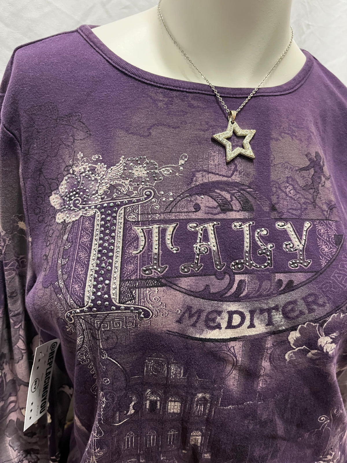 XL - Christopher & Banks Purple Rhinestone Graphic Top