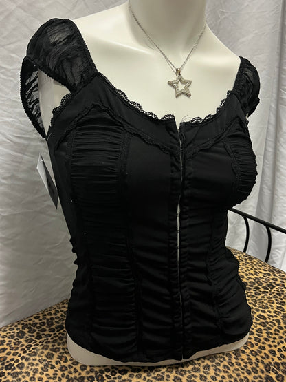 XS/S - Charlotte Russe Y2K Lace Detail Clasp Blouse