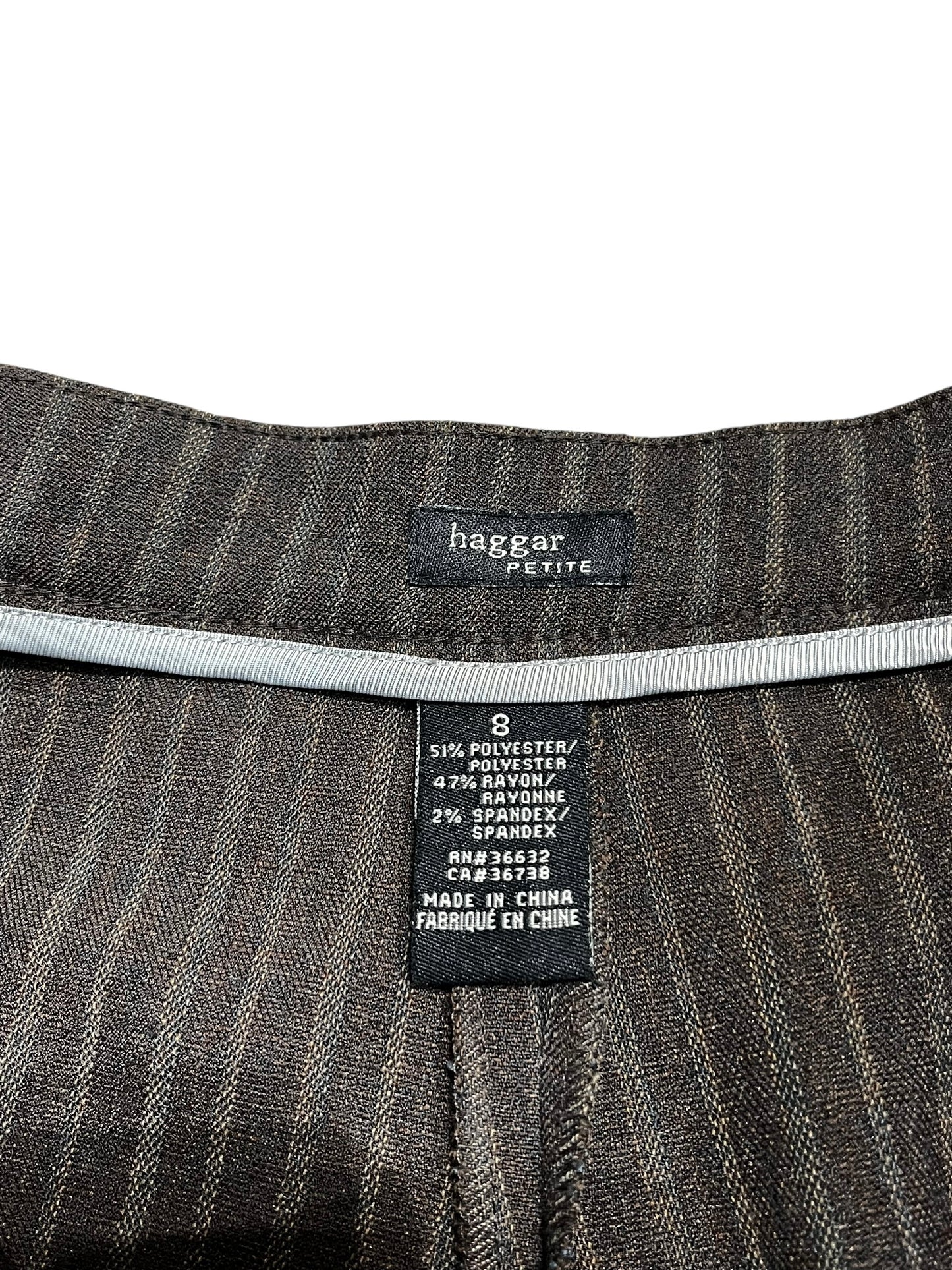 SZ 8 - Haggar Brown Pinstripe Wide Leg Trousers