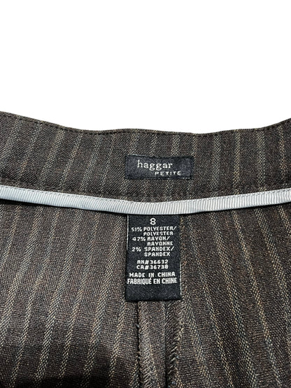 SZ 8 - Haggar Brown Pinstripe Wide Leg Trousers