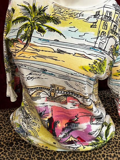 S - 2000s Beaded Beach Graphic Top