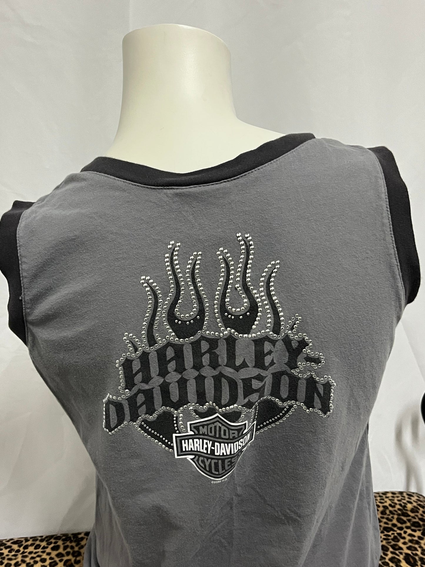 L - Harley Davidson Lace-Up Graphic Tank Top