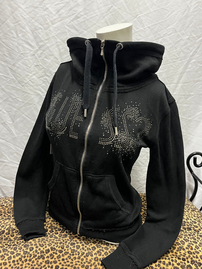 XS - Guess Y2K Rhinestone Slouchy Zip Sweater