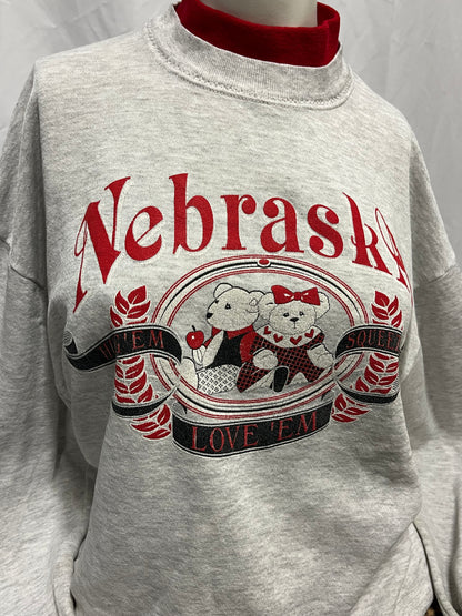 L - Nebraska Teddy Bear 90s College Sweatshirt