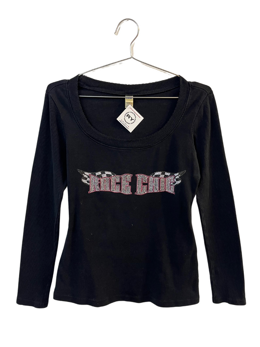 Race Chic Y2K Rhinestone Long Sleeve Top