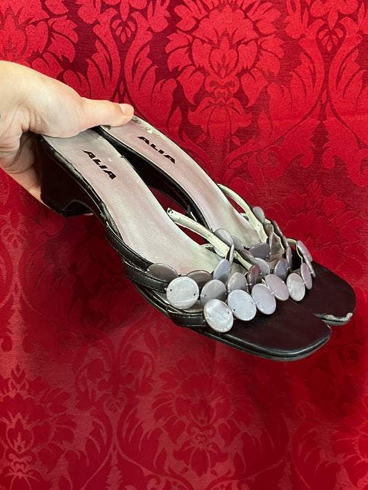 SZ 8 - ALIA Beaded Strap Kitten Heel