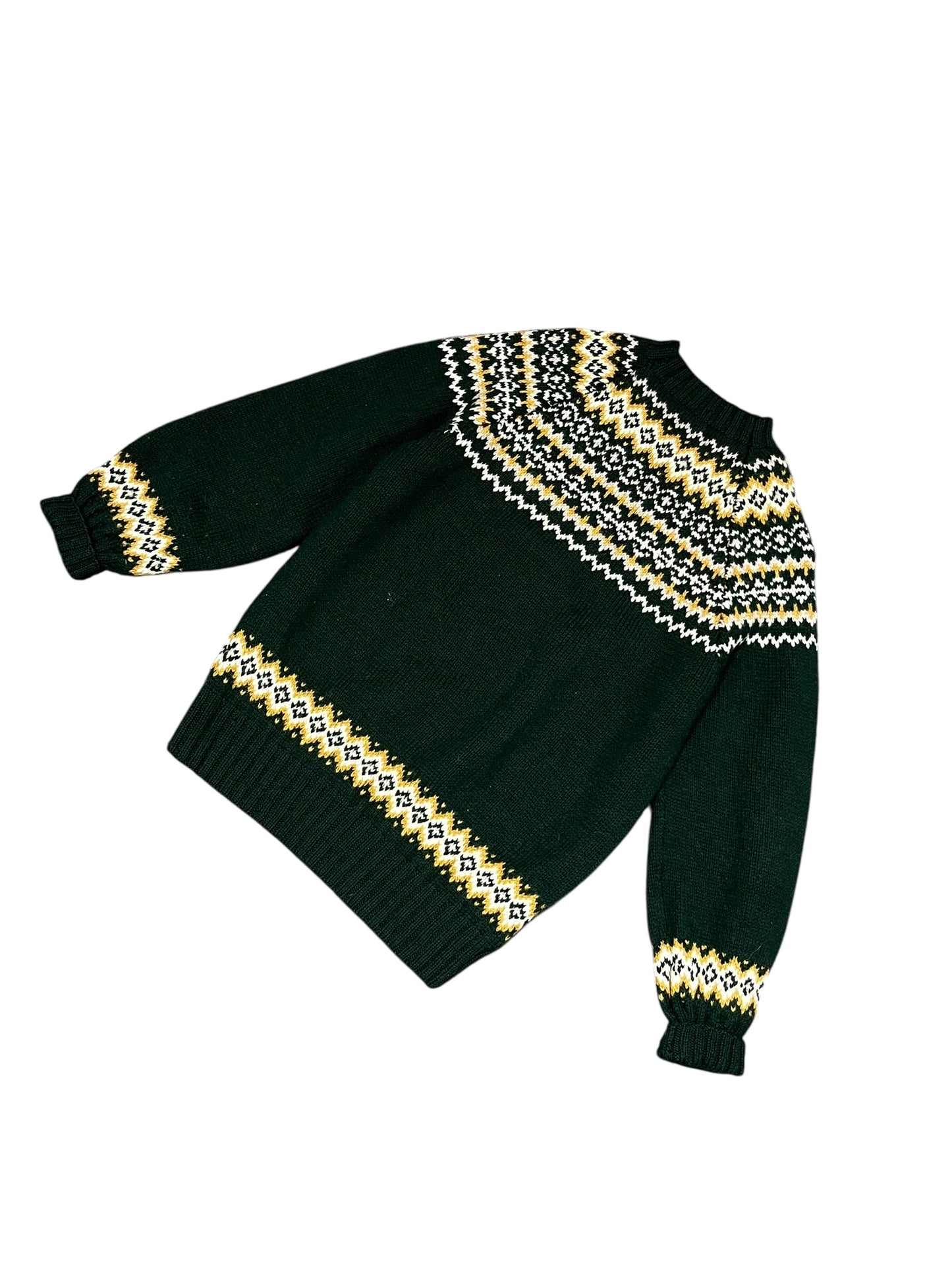 M/L - Forest Green Nordic Pattern Knit Sweater