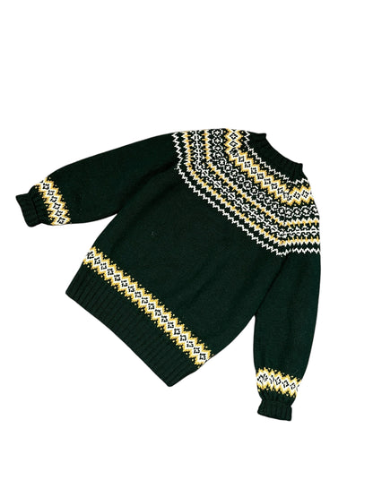 M/L - Forest Green Nordic Pattern Knit Sweater