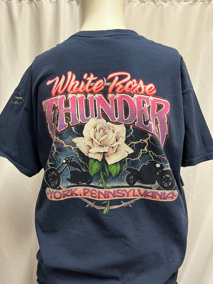 L - White Rose Thunder Double Sided Graphic Tee