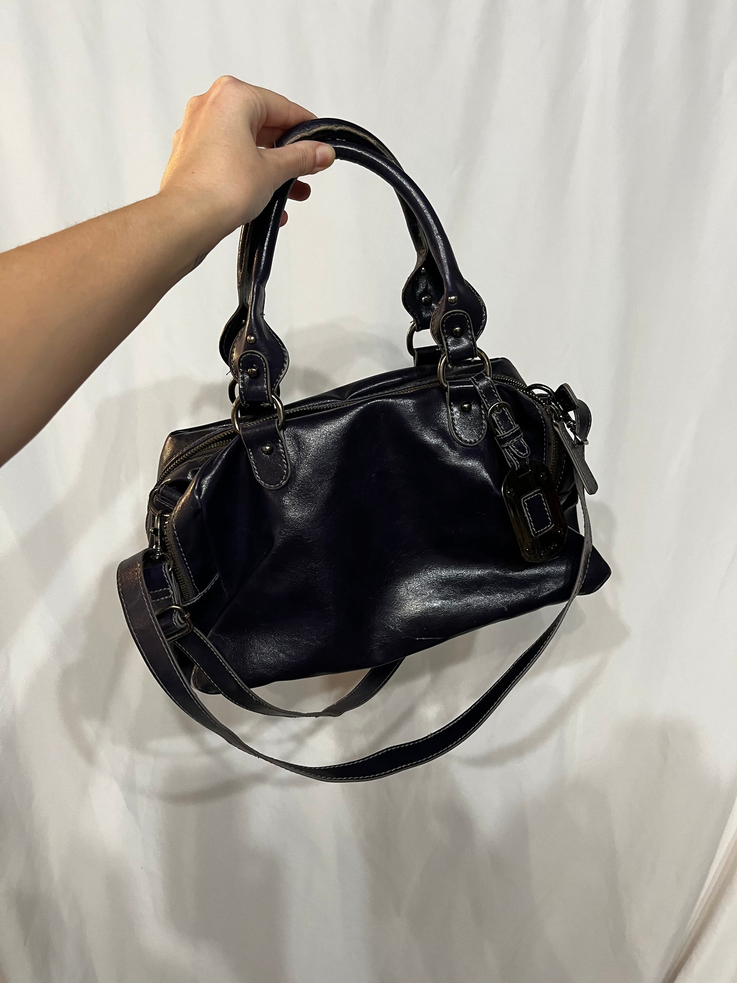 Purse - Aldo 2000s Purple Faux Leather Multi-Compartment Bag