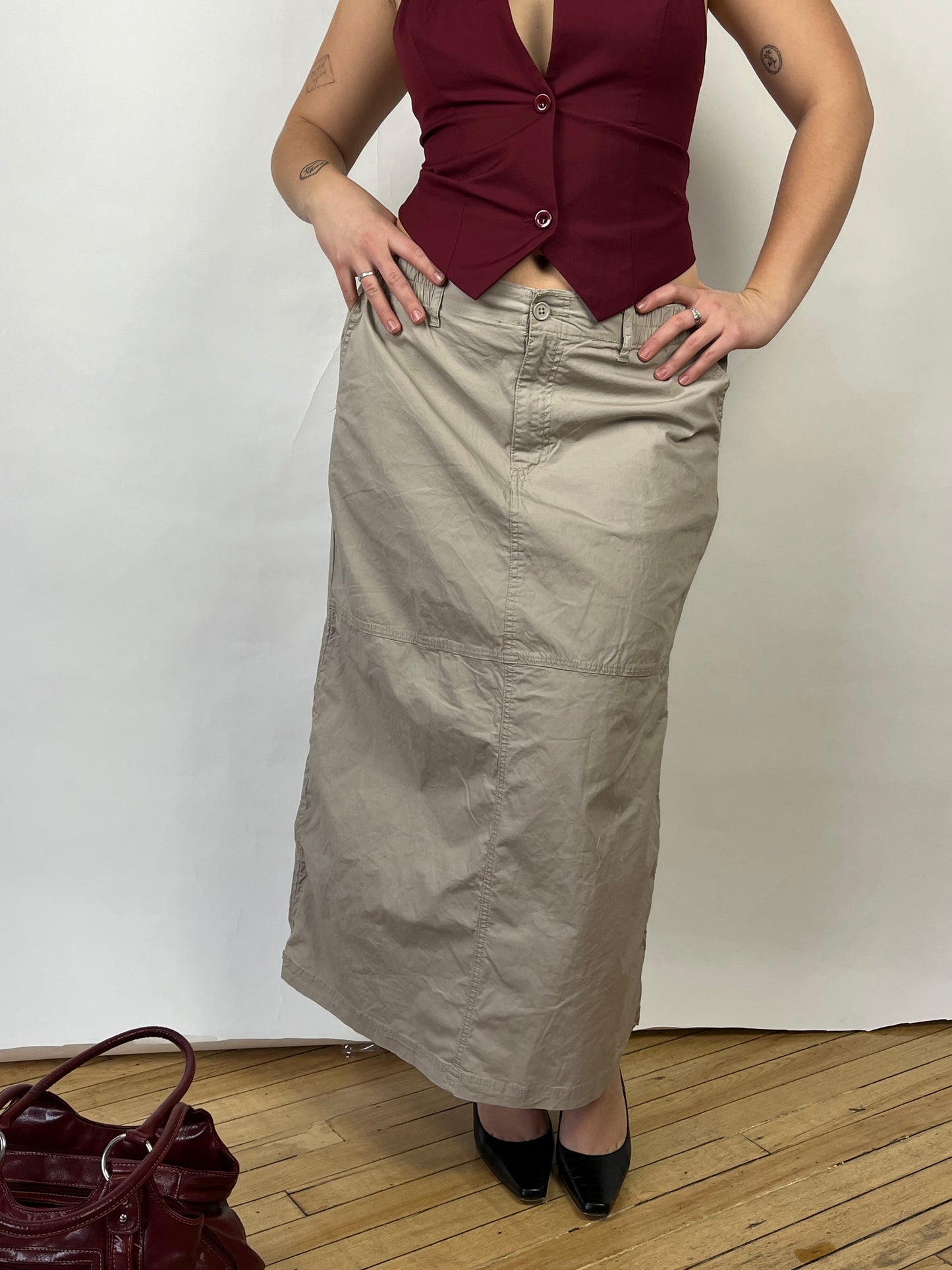 Generation Beige Cargo Maxi Skirt