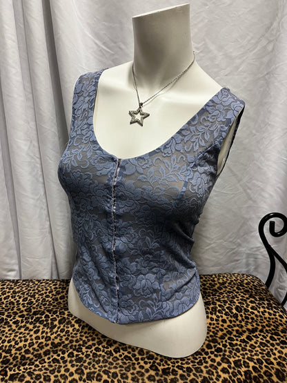 S - UB Jeans Y2K Periwinkle Lace Corset Top