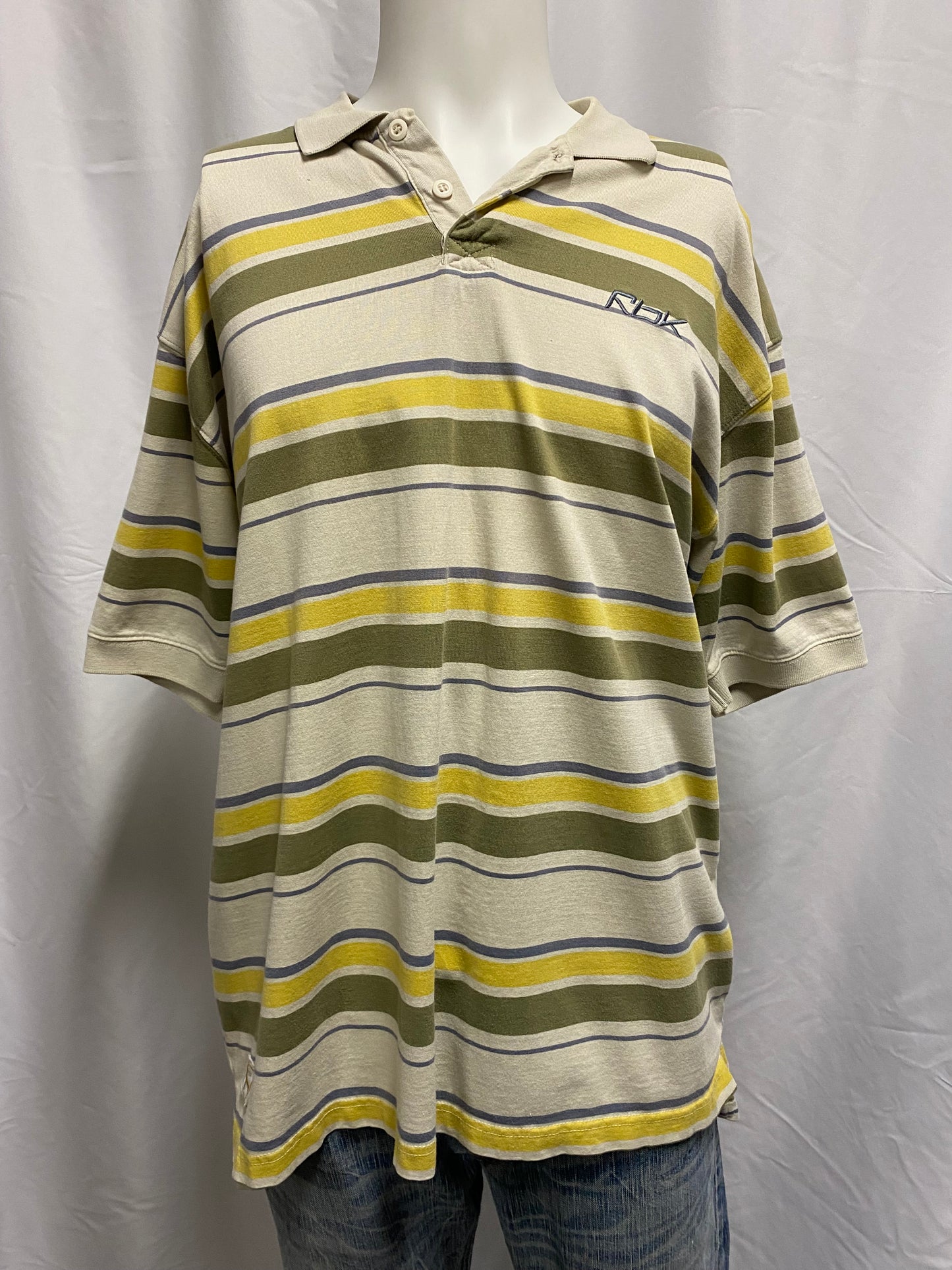 L - Reebok 90s Striped Polo Tee