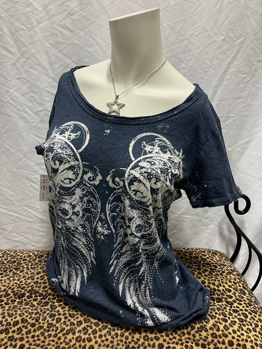 M - Maurice's Y2K Rhinestone AOP Graphic Top
