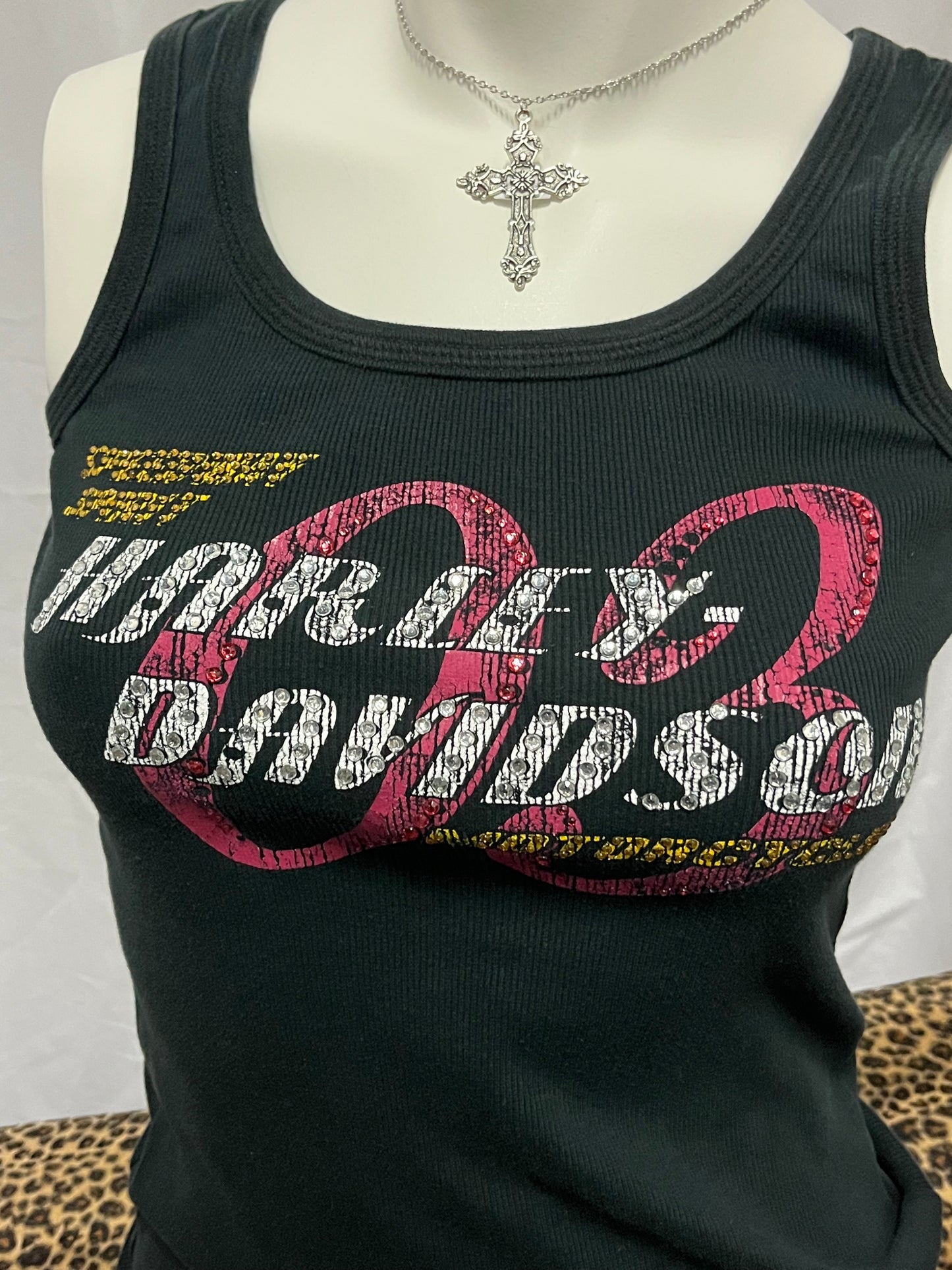 M - Harley Davidson Y2K Rhinestone Graphic Ribbed Tank