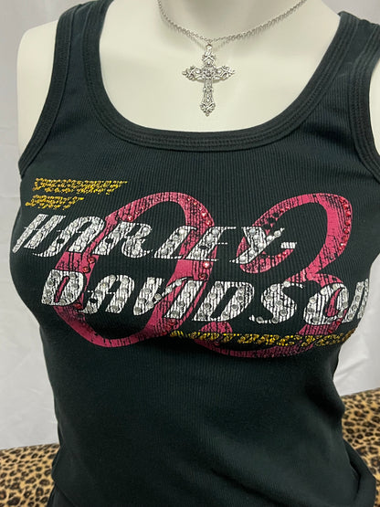M - Harley Davidson Y2K Rhinestone Graphic Ribbed Tank