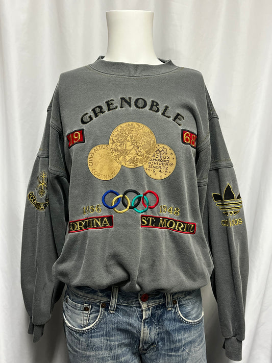 M/L - Adidas Vintage Olympic Grenoble Cortina St. Moritz Crewneck