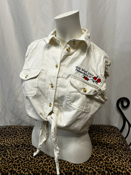 S/M - Daytona Beach 2004 Bike Week Tie Cropped Blouse