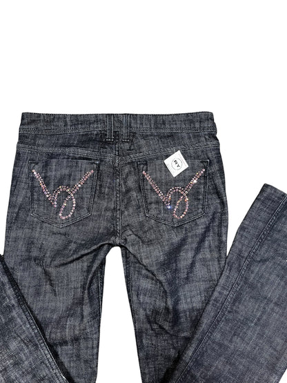 28" - BEBE 2000s Pink Rhinestone Low-Rise Jeans