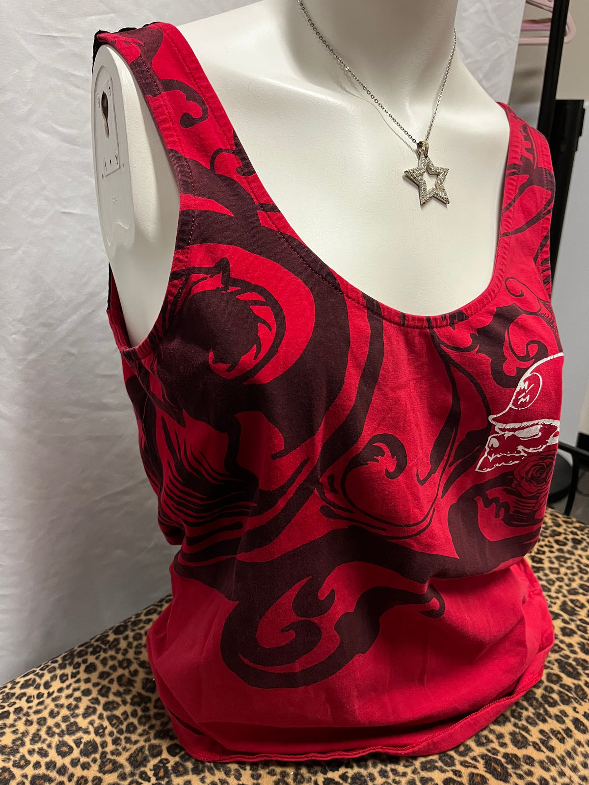 L/XL Metal Mulisha Y2K Lace Detail Red Graphic Top