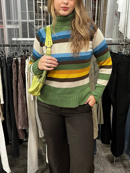 M - Suzy 2000s Striped Knit Turtleneck
