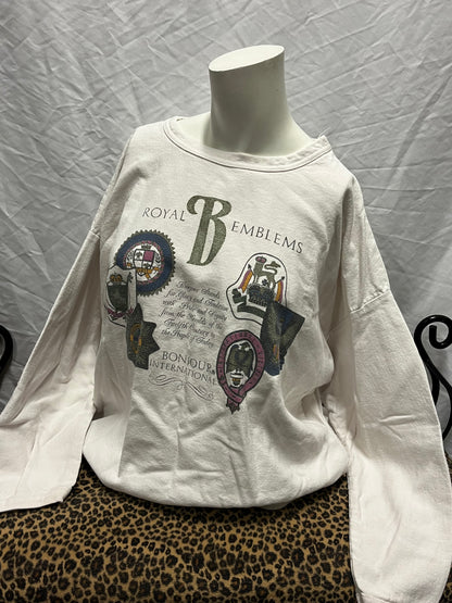 L - Bonjour 90s Royal Emblems Graphic Sweatshirt