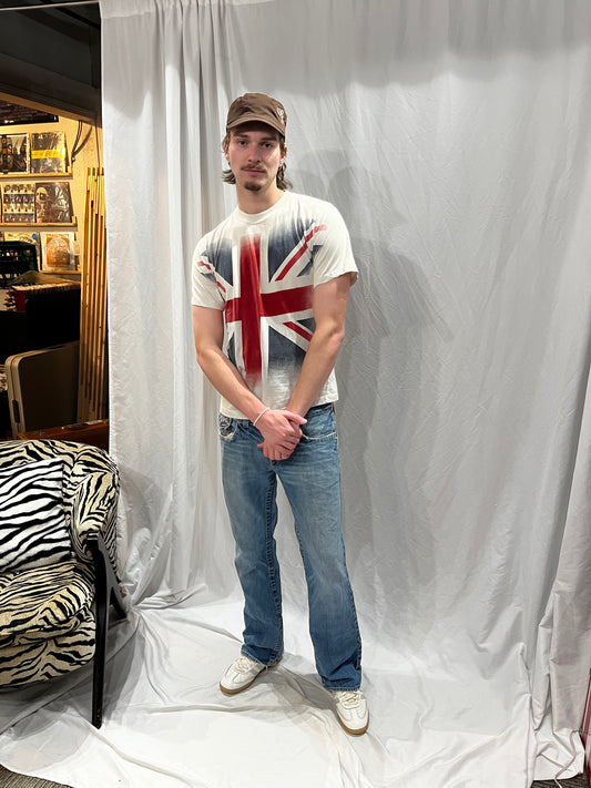 L - Union Jack 90s Faded Double Sided Graphic Tee