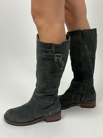 9.5 - Merona Gray Suede Leather Lug Boot with Buckle