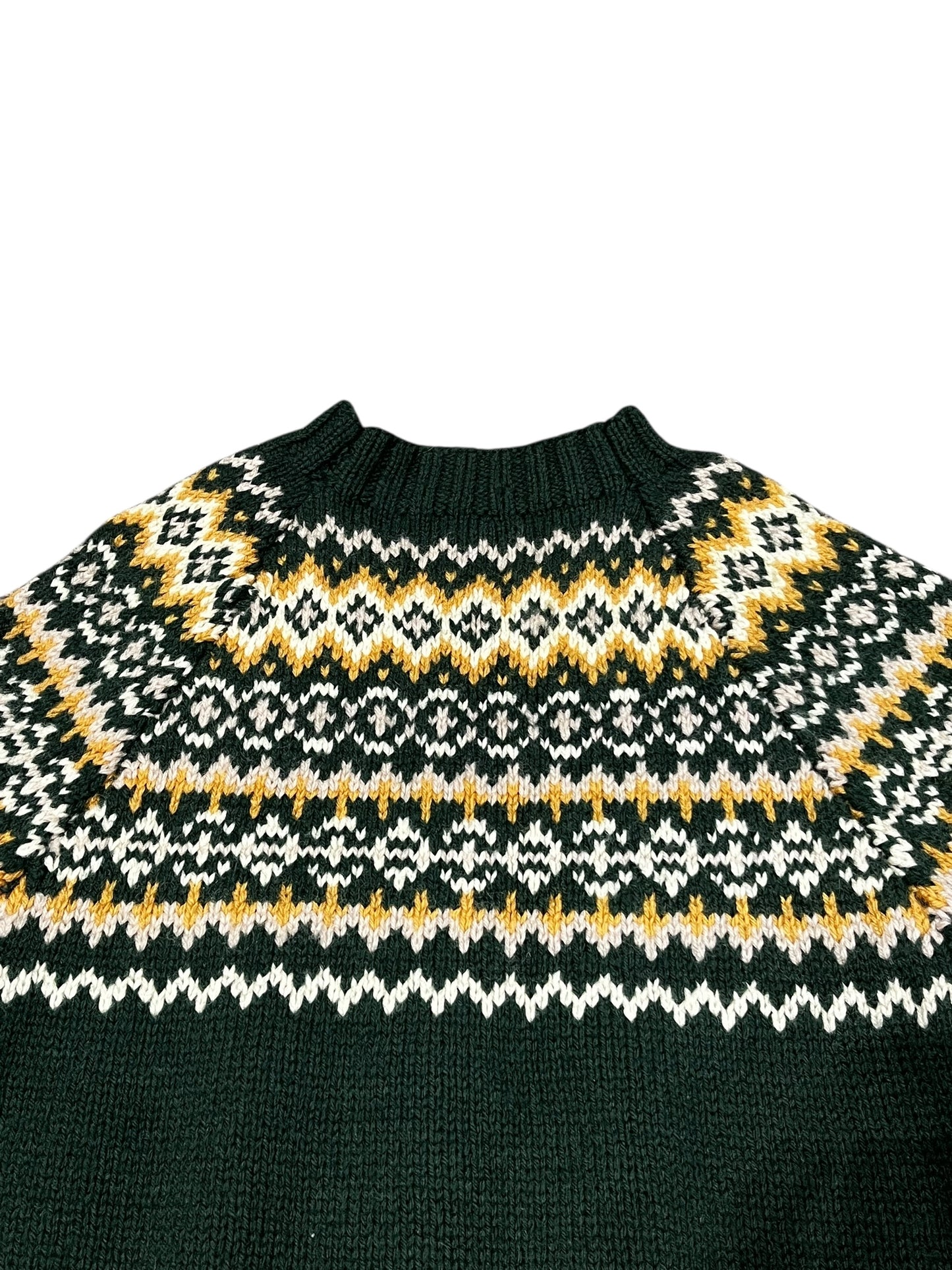 M/L - Forest Green Nordic Pattern Knit Sweater