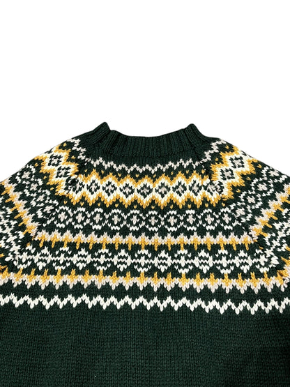 M/L - Forest Green Nordic Pattern Knit Sweater