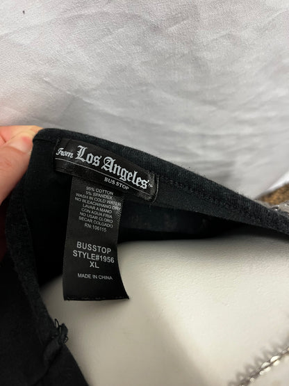 XL - Bus Stop Los Angeles Y2K Rhinestone Grommet Top
